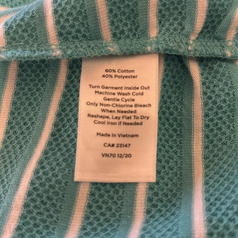 T by Talbots Size 3X Turquoise and White Striped 3/4 Sleeve Tee - Picture 7 of 7